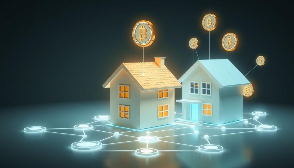 Blockchain technology transforming fractional real estate investing platforms with digital tokens representing property ownership