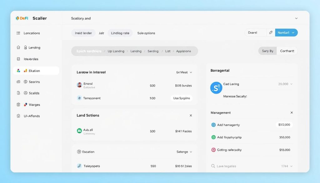 Scallop DeFi lending platform interface showing lending and borrowing options on Sui blockchain
