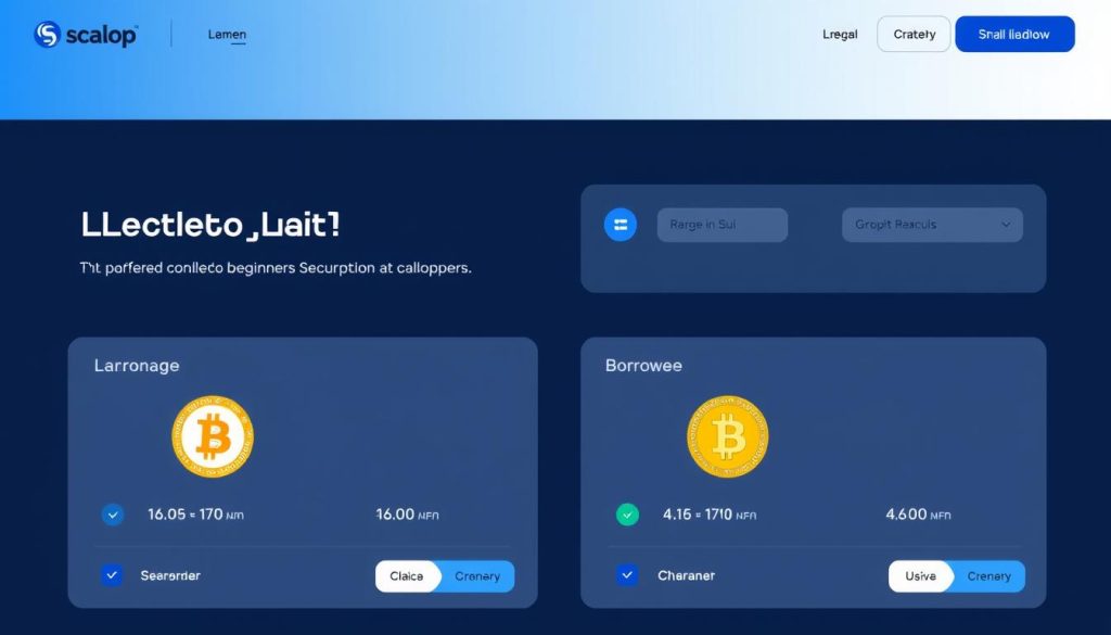 Scallop DeFi protocol Sui blockchain interface showing lending and borrowing options